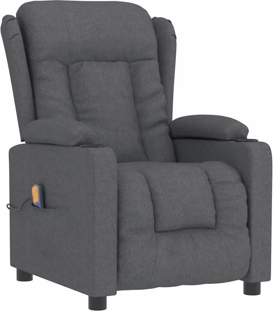 Poltrona Relax Recliner Moderna in Tessuto Grigio con Braccioli