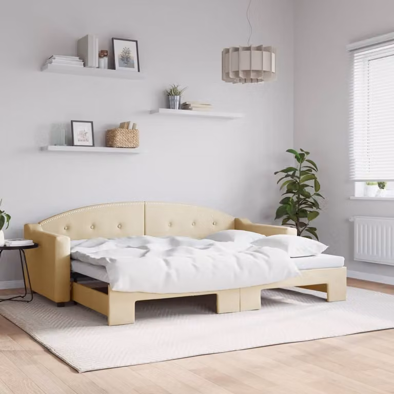 Maison Exclusive - Divano letto estraibile color crema 80x200 cm in tessuto