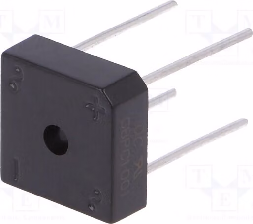 1x Raddrizzatore a ponte monofase: If: 10A, Umax: 100V, Ifsm: 240A, modello GBPC1001, monofase
