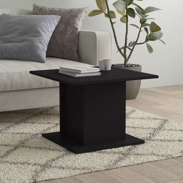 Tavolino The Living Store nero 55,5x55,5x40 cm in materiale ligneo