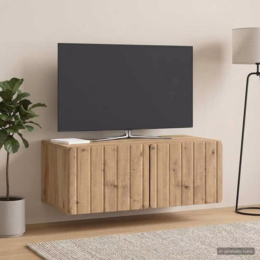 vidaXL Mobile Porta TV da Muro Moderno in Rovere, L 78,5 cm x P 41 cm x H 30 cm