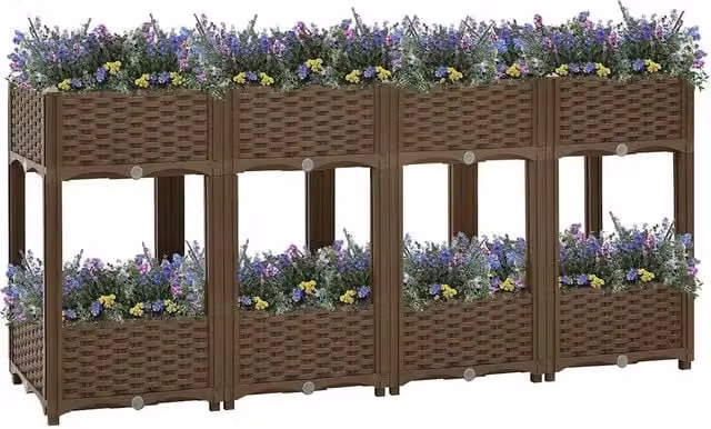 Fioriera Rialzata-Vaso da Esterno-Fioriera Elevata 160x40x71 cm in Polipropilene 931912