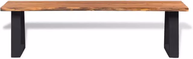 Panca in legno massello di acacia e metallo in stile industrial, colore marrone e nero, L: 160 cm, P: 40 cm, H: 74 cm