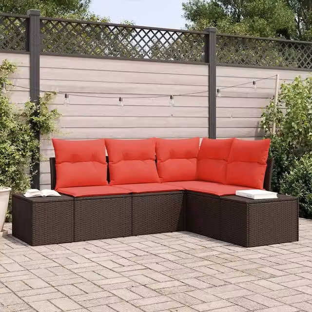 Set Divano da Giardino 4 pz Marrone polyrattan 3347044