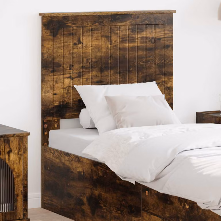 Testiera per letto vidaXL in legno ingegnerizzato Rovere Fumo, marrone
