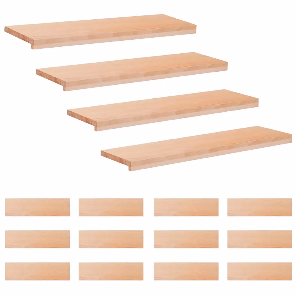 Set di 16 tappeti per scale vidaXL in effetto legno faggio, colore beige, L: 100 cm, P: 30 cm, H: 2 cm – 2