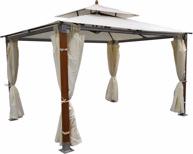 Gazebo da giardino moderno Samira in legno e metallo beige e bianco L: 300 cm, P: 300 cm, H: 305 cm – 1