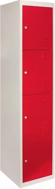 Armadietto in metallo Monster Shop con 4 ante battenti per scuole e spogliatoi, Rosso e Grigio, H: 180 cm, L: 45 cm, P: 38 cm – 1