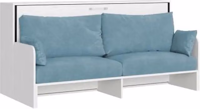 Letto singolo a scomparsa Kando Kivio con divano in tessuto bianco e azzurro, L/P/H: 90 x 190 cm – 1