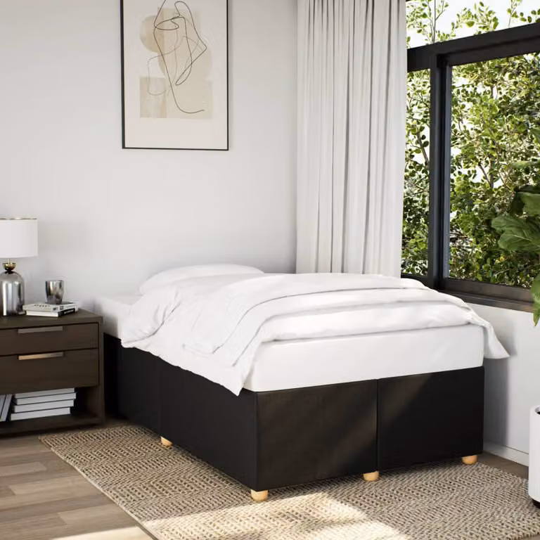 Giroletto senza materasso vidaXL nero in tessuto e legno con doghe fisse L/P: 120 x 190 cm