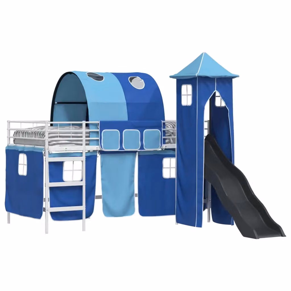 Letto a castello per bambini vidaXL in metallo Bianco e Blu L: 100 cm, P: 200 cm, H: 205 cm – 2