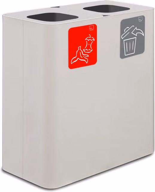 Pattumiera Sistema di Raccolta Rifiuti 77x38xh80 cm In Acciaio Verniciato 2 Scomparti Bianco