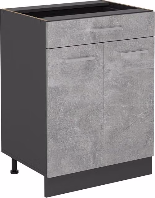 Mobiletto base per cucina Vicco R-Line Antracite con cassetto e ante, L: 60 cm – 1