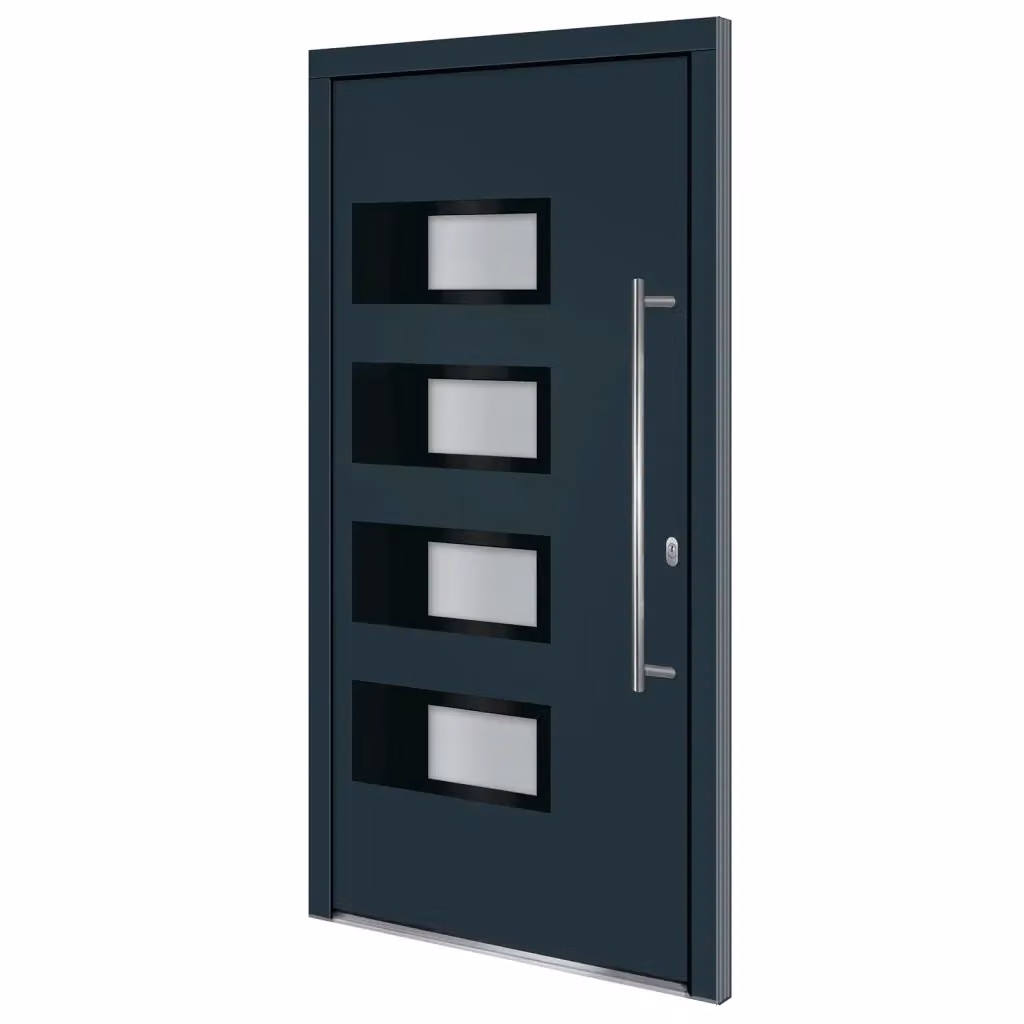 Porta Ingresso Moderna vidaXL in Alluminio e Plastica con Inserti in Vetro, Colore Antracite, L: 100 cm, H: 200 cm – 2