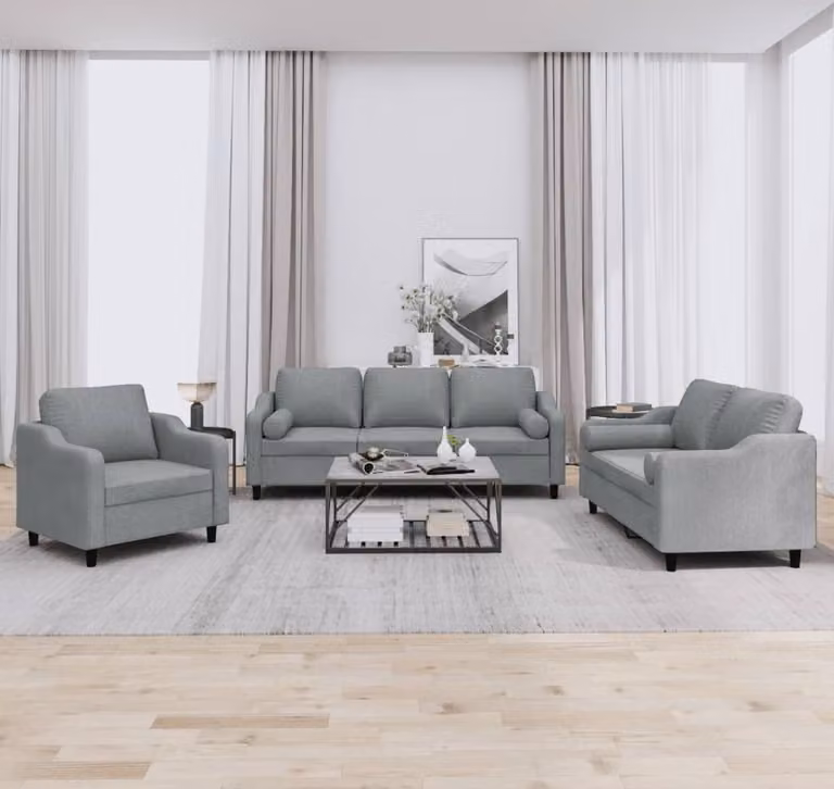 Maison Exclusive - Set divano 3 pezzi con cuscini in tessuto grigio chiaro