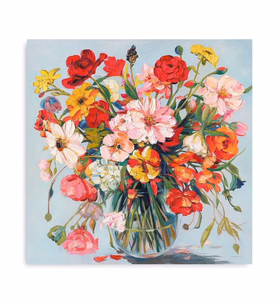 Domo Mea Dipinto Decorativo su Tela - Mazzo di Fiori - 45 x 45 cm