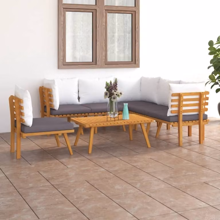 Maison Exclusive - Set da giardino 7 pezzi con cuscini in legno massello di acacia
