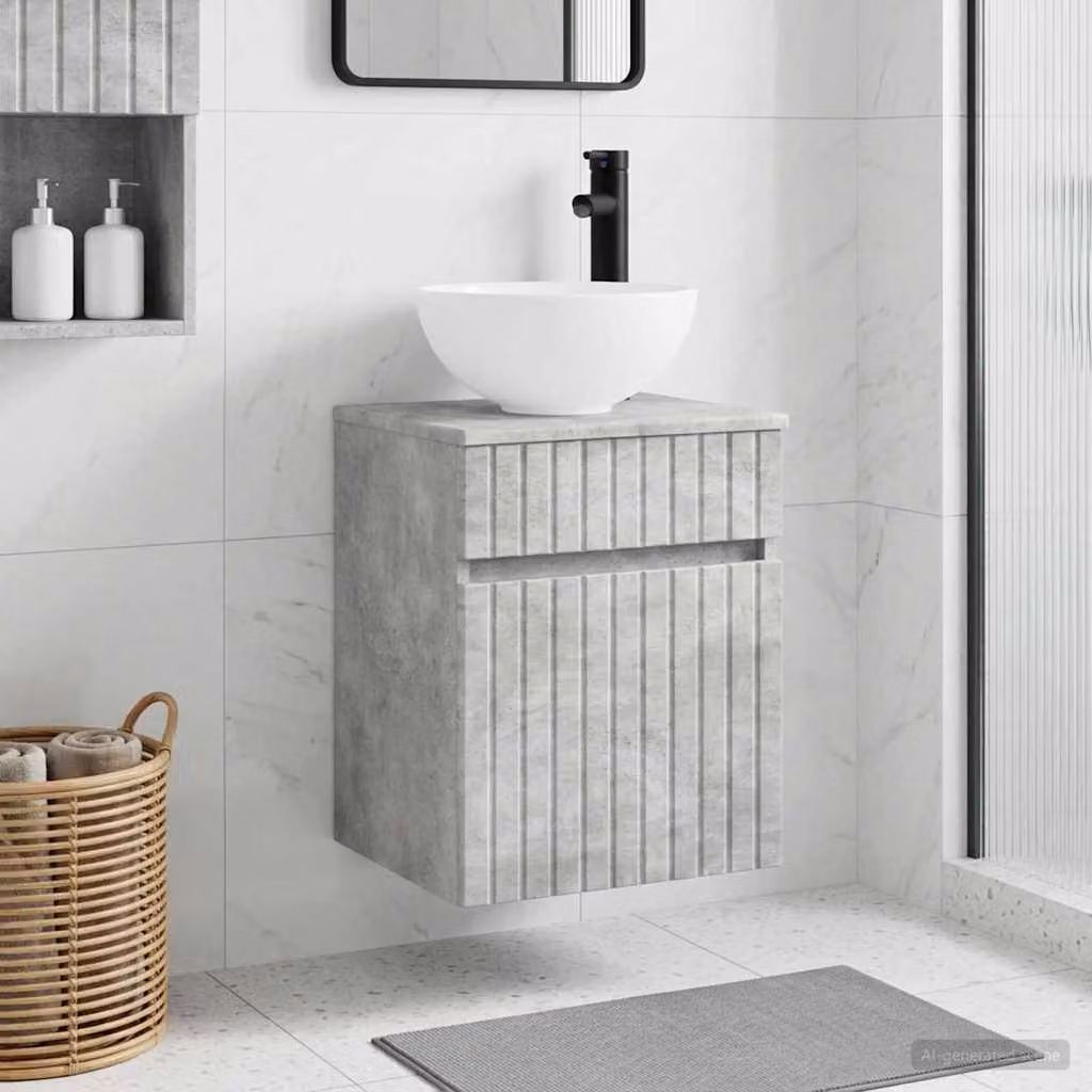 Mobile lavabo da parete vidaXL Grigio Cemento L: 39 cm, P: 41 cm, H: 64,5 cm