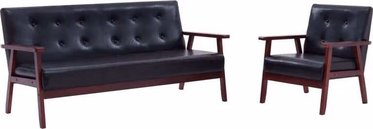 Maison Exclusive - Set divano 2 pezzi in ecopelle nera