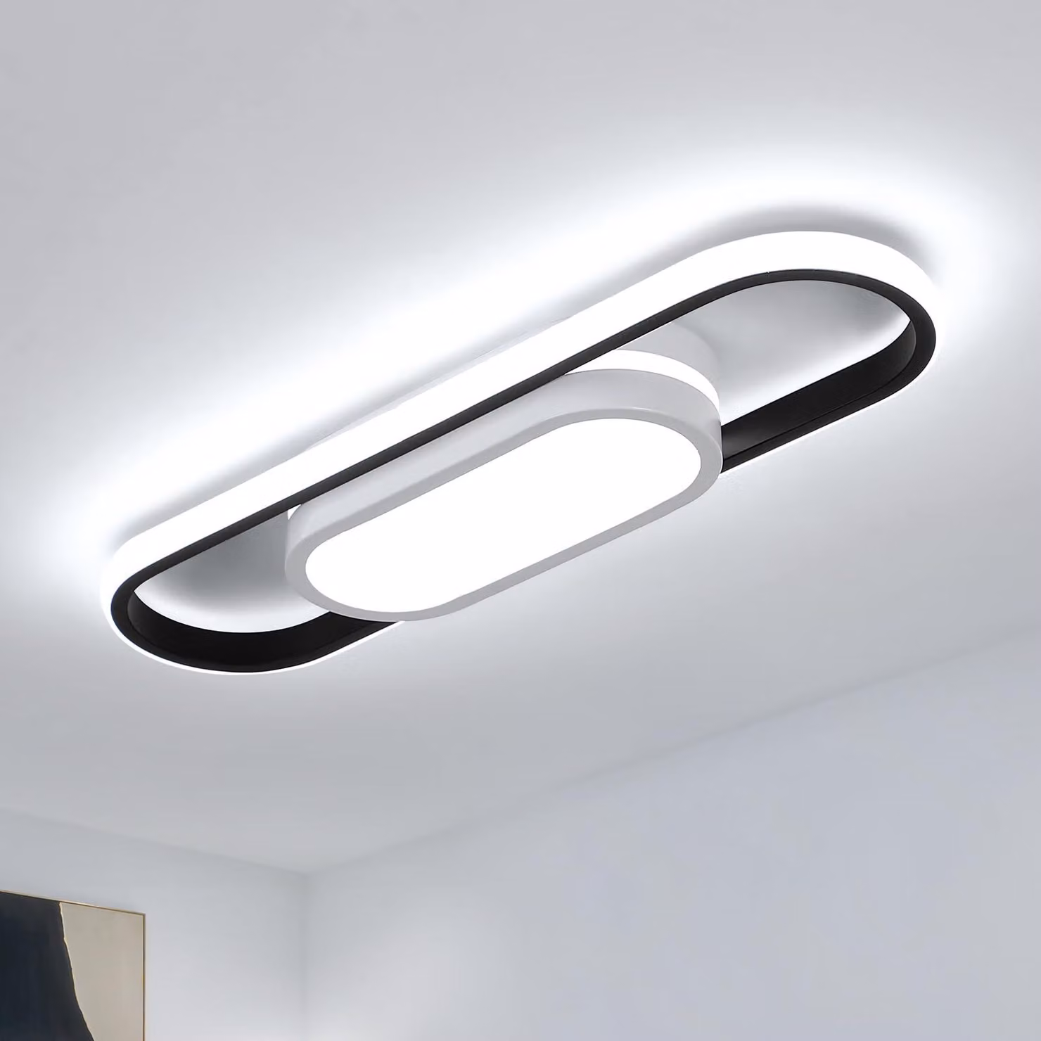 Pannello LED da soffitto, 30W, rettangolare, luce bianca fredda (6500K), 48cm – 30W, nero, 48 cm, 6500 K