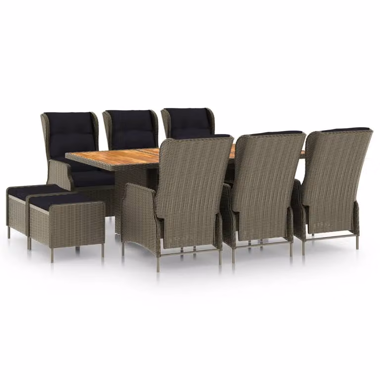 Maison Exclusive - Set da pranzo da giardino da 9 pezzi con cuscini in rattan sintetico marrone