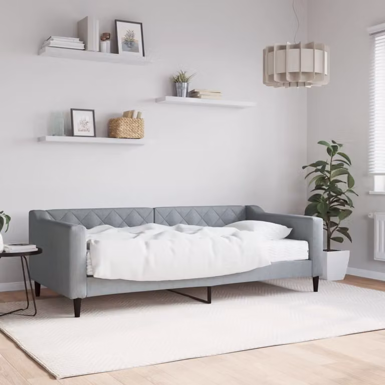 vidaXL Divano Letto con Materasso in Tessuto Grigio L/P/H: 190 x 90 x 67 cm