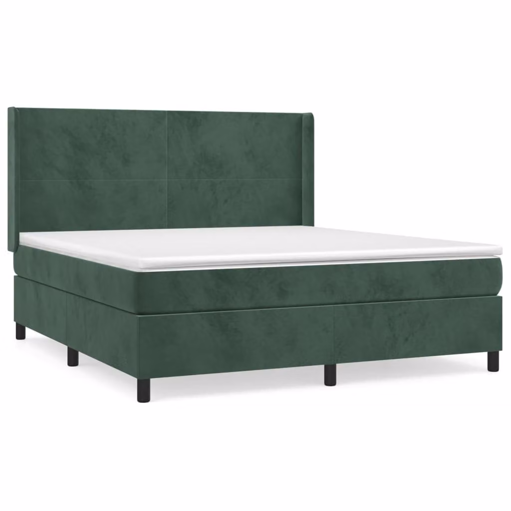 Giroletto a Molle con Materasso Verde Scuro 180x200 cm Velluto