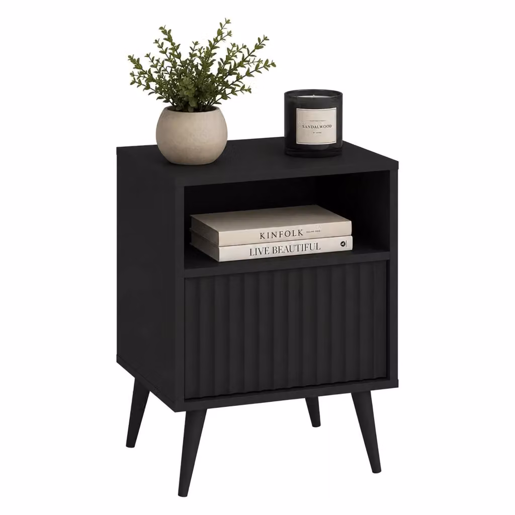 Comodino con un ripiano DMORA Nero Antracite L 47 cm, P 40 cm, H 61 cm – 2