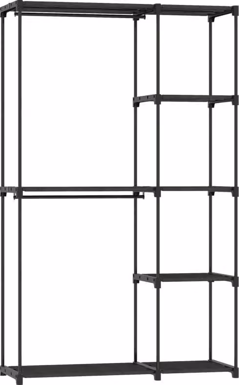 Fortuna Lai Armadio in tessuto con appendiabiti, ripiani, per camera da letto, spogliatoio, 111 x 43 x 185 cm, nero