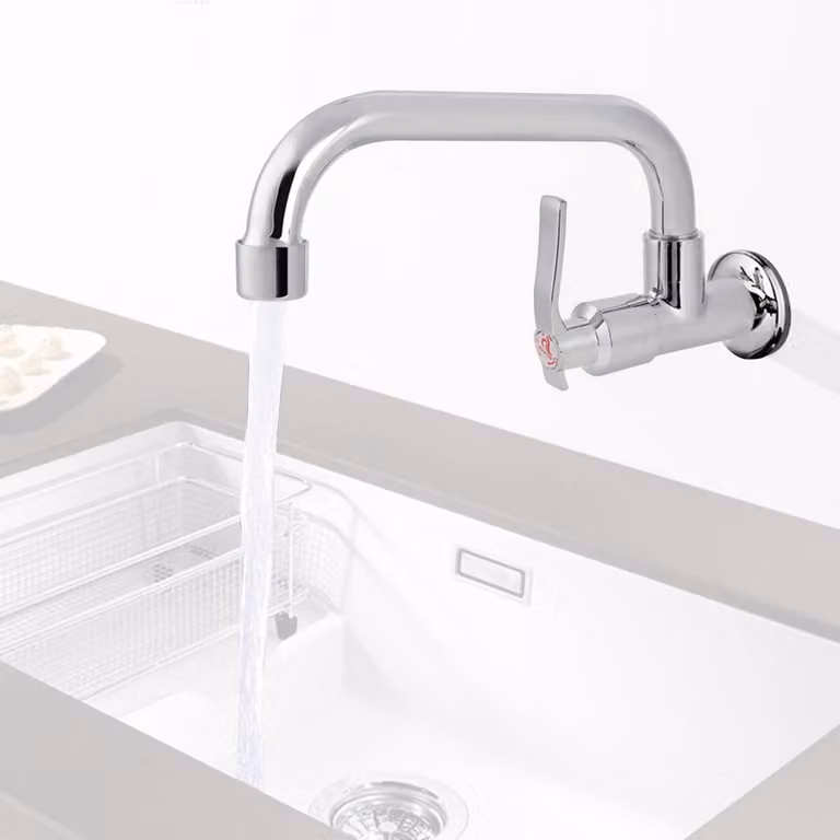 Rubinetto per acqua fredda, montaggio a parete, acciaio inossidabile, attacco G1/2, 25 cm, girevole a 360°
