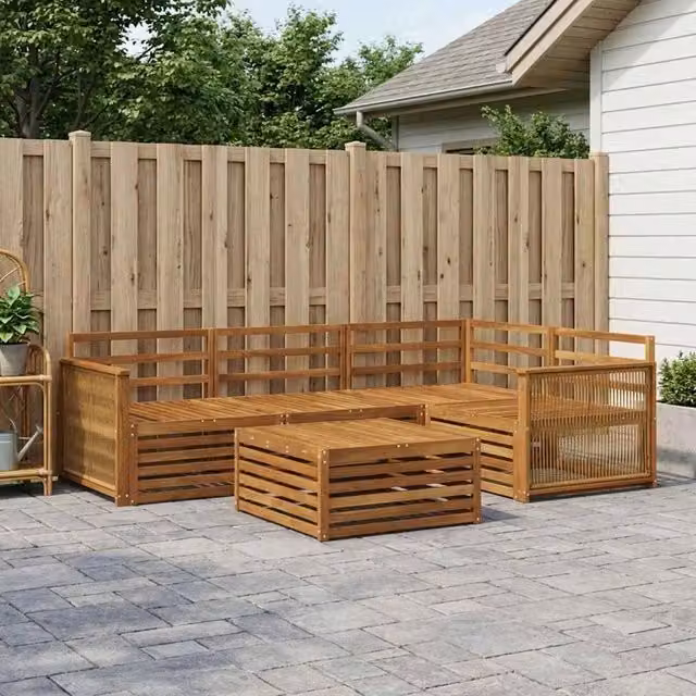 Set di divani da esterno 5 pz Naturale Legno di Acacia Massello 3383327
