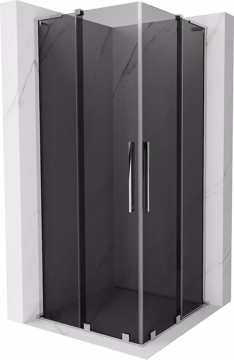 Mexen Velar L Duo cabina doccia scorrevole 90 x 90 cm, grafite, cromo - 871-090-090-02-43-01