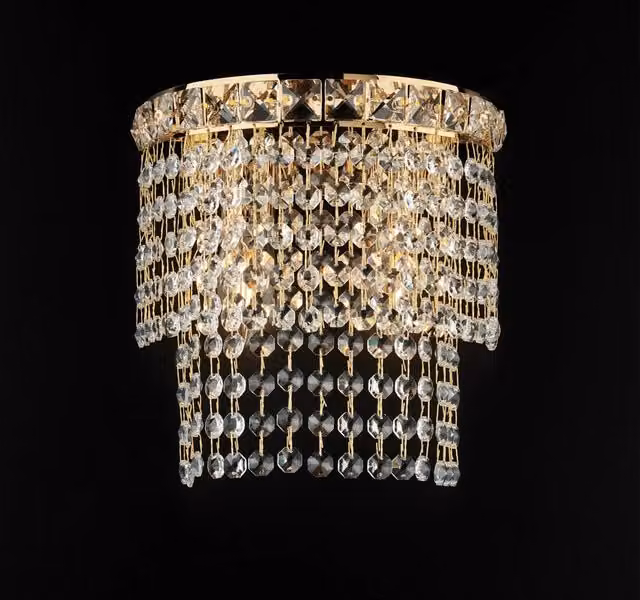 Applique Classica Wagner Bonetti Illumina in Metallo Oro e Cristallo con 2 Luci E14