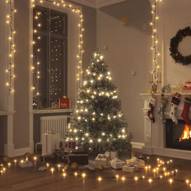 Stringa di Luci LED vidaXL con 2000 LED, Bianco Caldo, IP44 per Interni ed Esterni