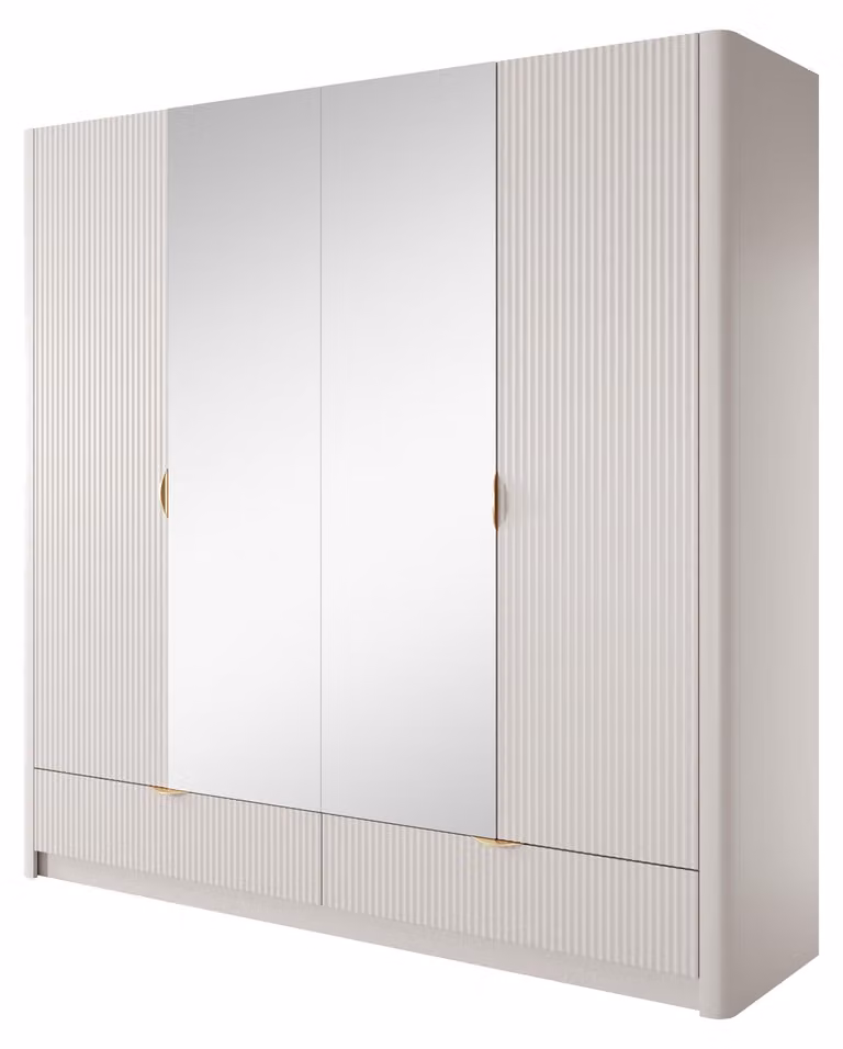 Armadio, color beige, dimensioni 213 x 208 cm, 4 ante, profondità 54 cm, 6 cm