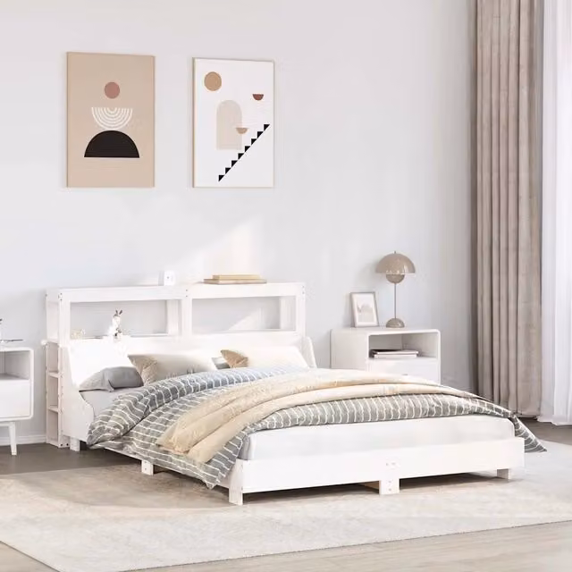 Letto senza Materasso Bianco 120x200 cm Legno Massello di Pino 3306424