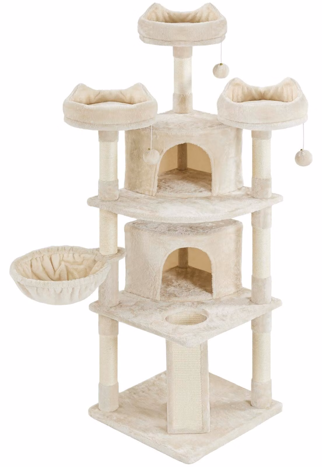 Tiragraffi per gatti - 174 cm - Rivestito in peluche - Beige