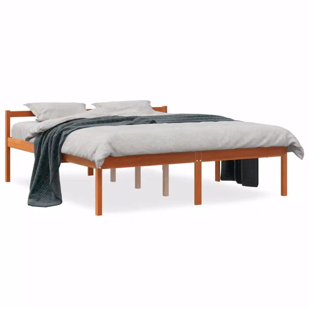 Letto per anziani vidaXL in legno massello di pino color marrone cera L/P: 160 x 200 cm – 2