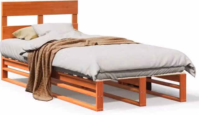 Letto singolo | Letto per adulti | Letto senza Materasso Marrone Cera 100x200 cm in Legno di Pino