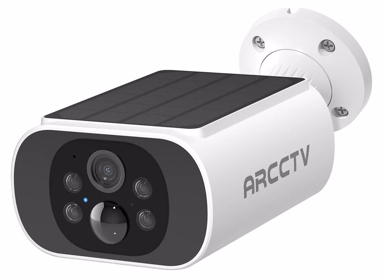 Telecamera di sorveglianza, risoluzione 2560 x 1440, resistenza alle intemperie IP66, audio bidirezionale, angolo di visione 80°, alimentazione CC 5 V/1 A.