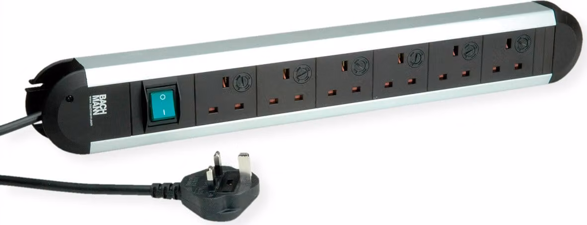 BACHMANN PRIMO presa multipla 6x UK, interruttore completamente protetto, 1,75 m