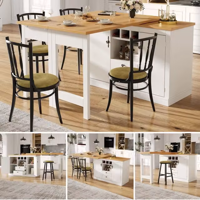Tavolo Bar Allungabile con Girevole 360¡ã e Vano ¨C Xylo ¨C Bianco/Nero, 120-180 cm