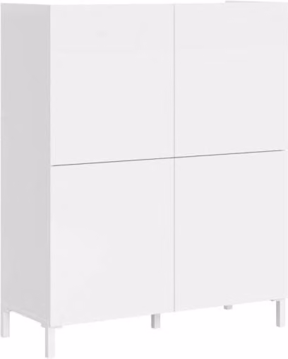 Credenza alta 4 ante 90x35x110 cm bianco lucido - SOLARIA