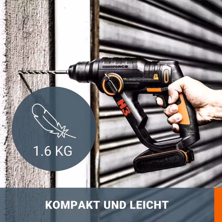 Accu Boorhamer 3-in-1 - Trapano avvitatore a batteria da 20V con custodia - Nero e arancione