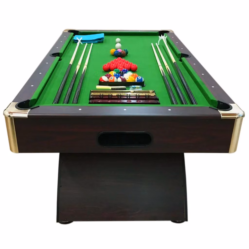 Tavolo da biliardo Annibale da 7 piedi in legno e metallo con accessori, colori marrone, verde e argento, L: 213 cm, P: 145 cm, H: 80 cm, con altezza delle sponde 121 cm – 2