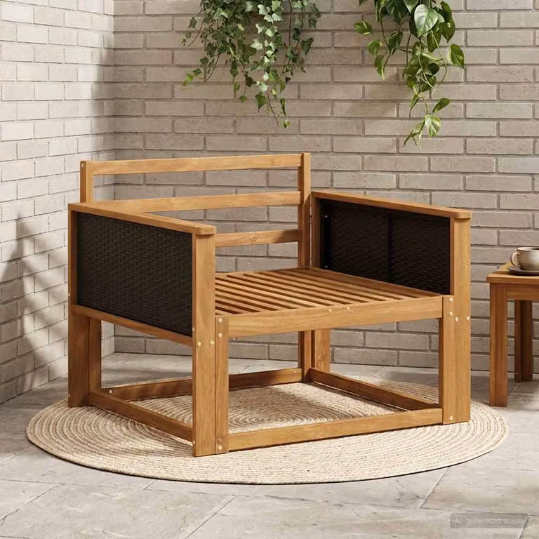 Divano centrale da esterno moderno vidaXL in legno di acacia naturale marrone