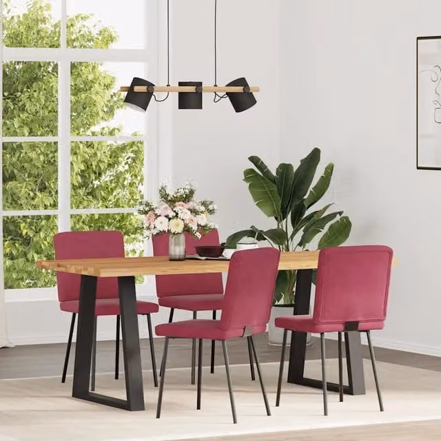 Set di 4 sedie da pranzo vidaXL in velluto rosso moderno