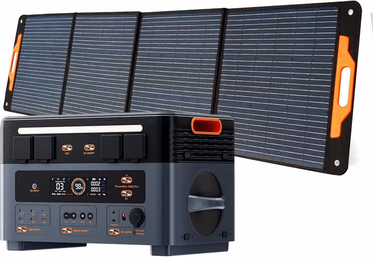 Gruppo elettrogeno portatile - Batteria LiFePO4 da 2016 Wh - 2400W - Con pannello solare - Power station