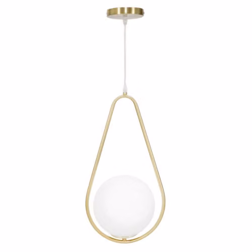 Lampadario a soffitto GLAMY DROP in metallo dorato e vetro bianco by Mauro Ferretti