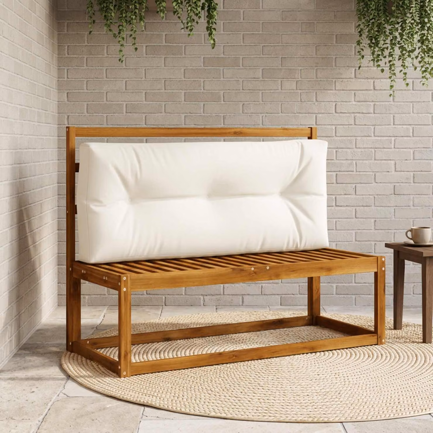 Cuscino per schienale di pallet vidaXL VIANEN in poliestere bianco con rivestimento rimovibile e resistente ai raggi UV